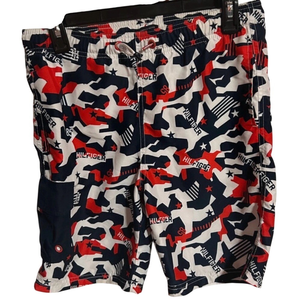 Tommy Hilfiger boys Red, White, and‎ Blue Board Shorts